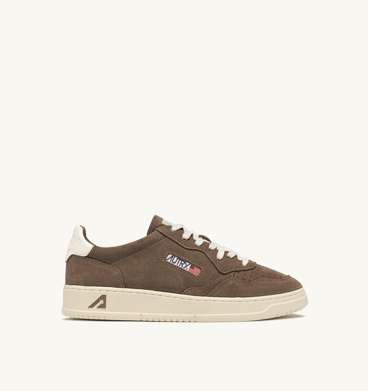 AUTRY Man MEDALIST LOW SNEAKERS IN CIGAR AND WHITE SUEDE