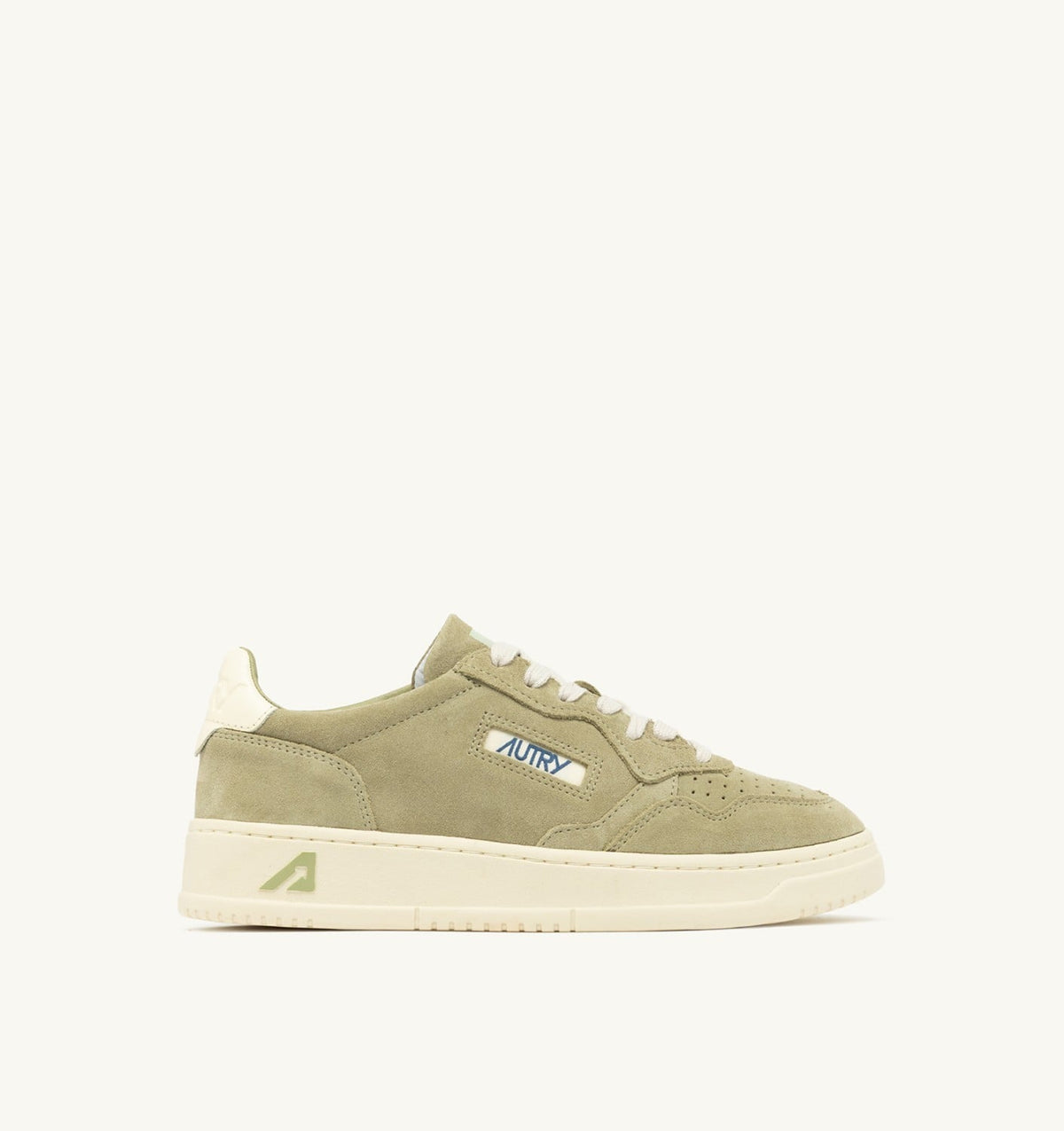 AUTRY Man MEDALIST LOW SNEAKERS IN GRAY GREEN AND WHITE SUEDE