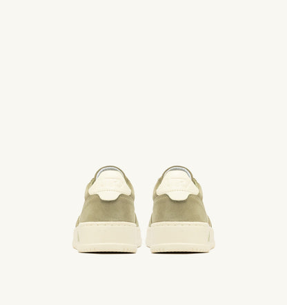 AUTRY Man MEDALIST LOW SNEAKERS IN GRAY GREEN AND WHITE SUEDE