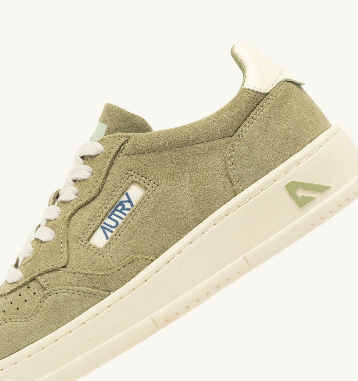 AUTRY Man MEDALIST LOW SNEAKERS IN GRAY GREEN AND WHITE SUEDE