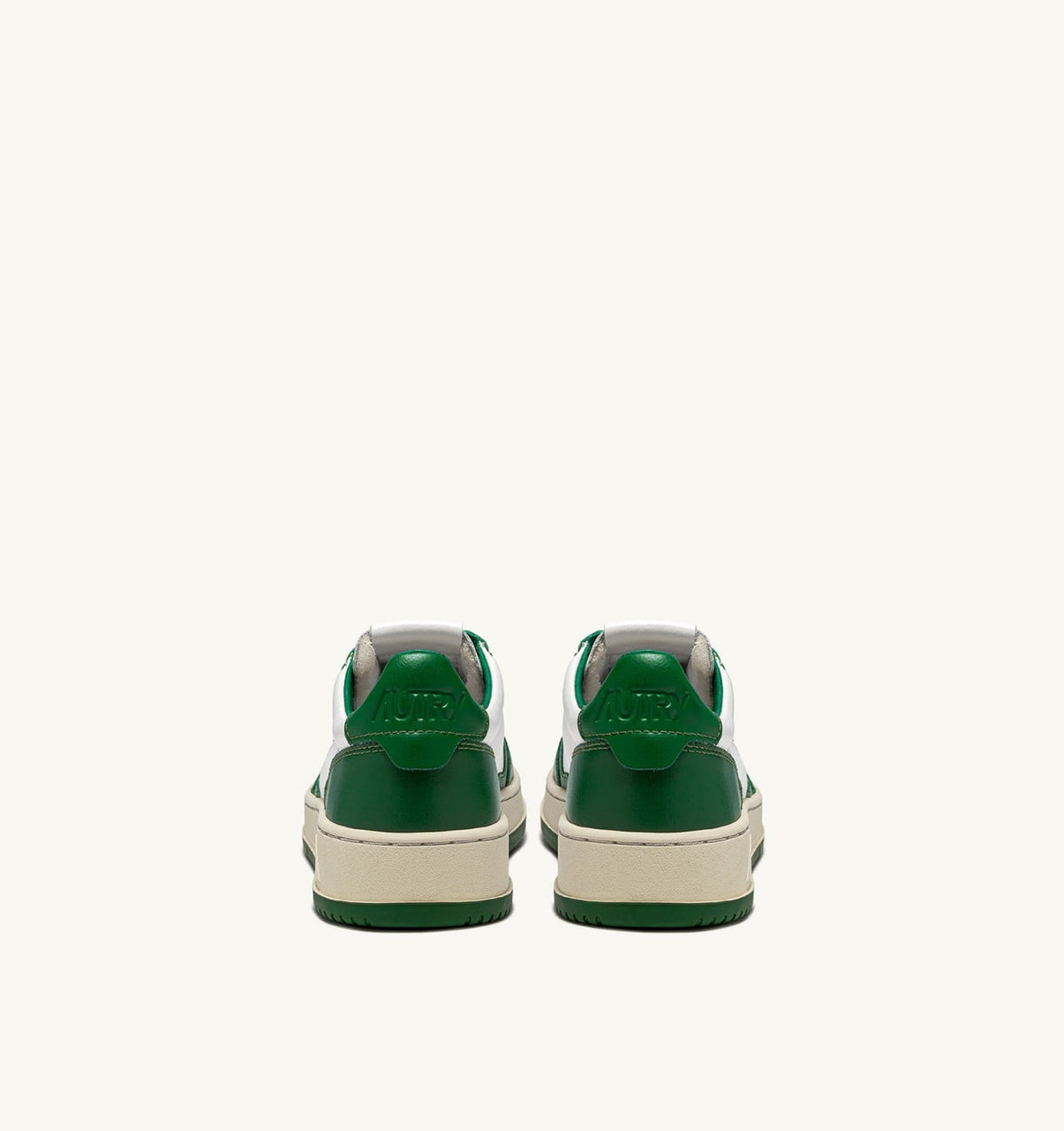 AUTRY Man MEDALIST LOW BICOLOR SNEAKERS IN WHITE AND GREEN LEATHER