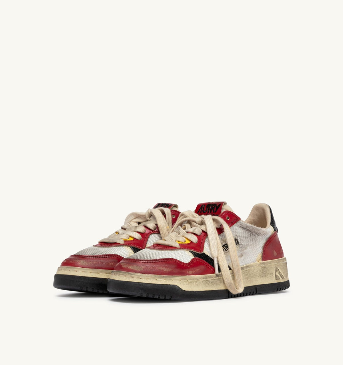 AUTRY Man MEDALIST LOW SUPER VINTAGE SNEAKERS IN RED LEATHER AND WHITE MESH