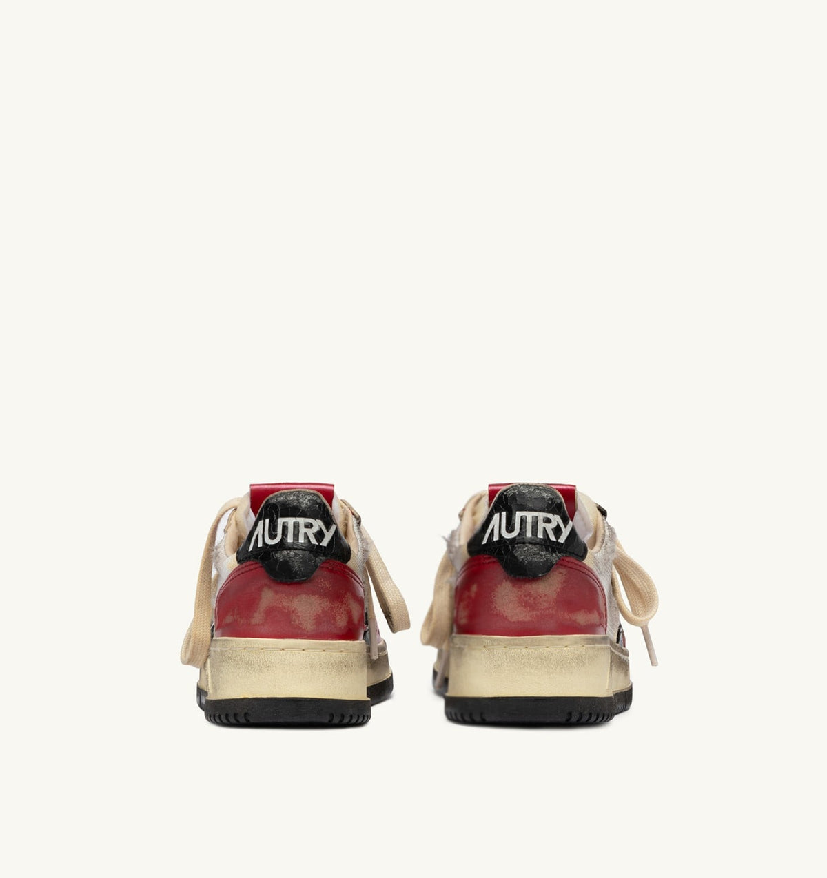 AUTRY Man MEDALIST LOW SUPER VINTAGE SNEAKERS IN RED LEATHER AND WHITE MESH