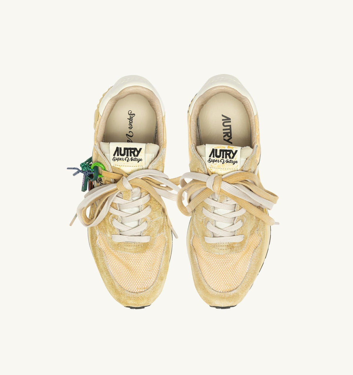 AUTRY Man REELWIND SUPER VINTAGE SNEAKERS IN YOLK YELLOW AND WHITE SUEDE AND NYLON