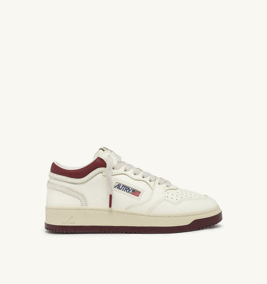 AUTRY Man MED-WAY SNEAKERS IN LEATHER COLOR MARSHMALLOW AND SYRAH