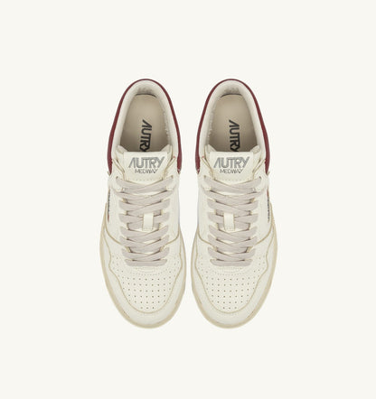 AUTRY Man MED-WAY SNEAKERS IN LEATHER COLOR MARSHMALLOW AND SYRAH