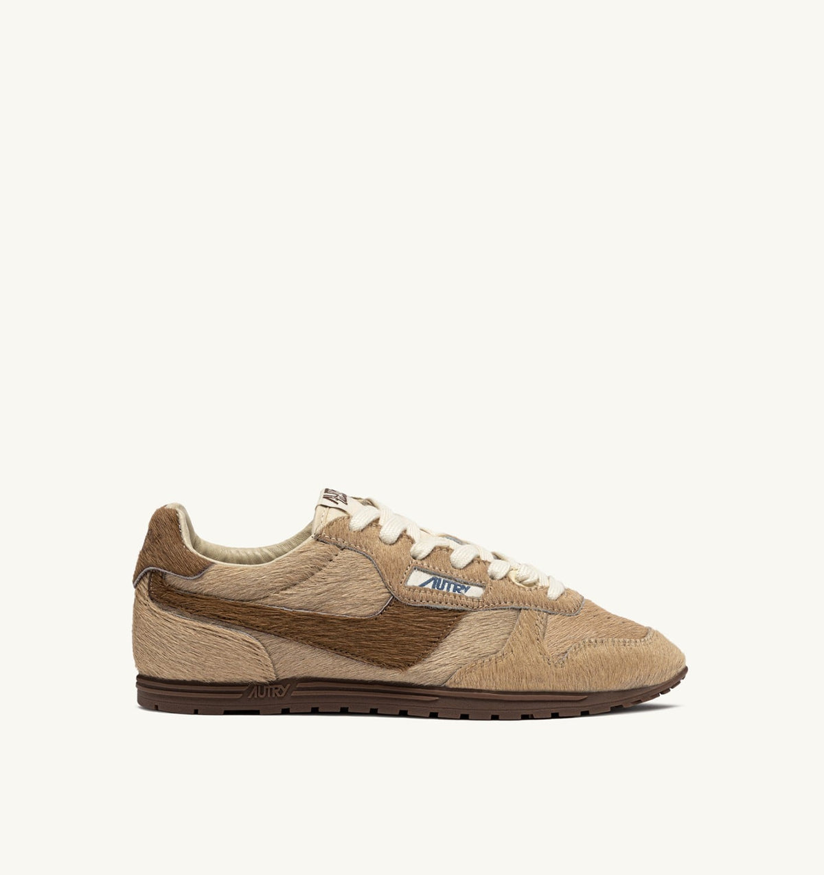 AUTRY Woman WINDSPIN SNEAKERS IN BEIGE AND BROWN PONY HAIR EFFECT