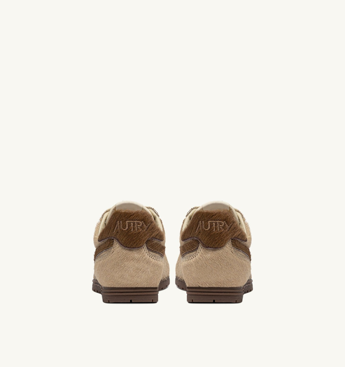 AUTRY Woman WINDSPIN SNEAKERS IN BEIGE AND BROWN PONY HAIR EFFECT