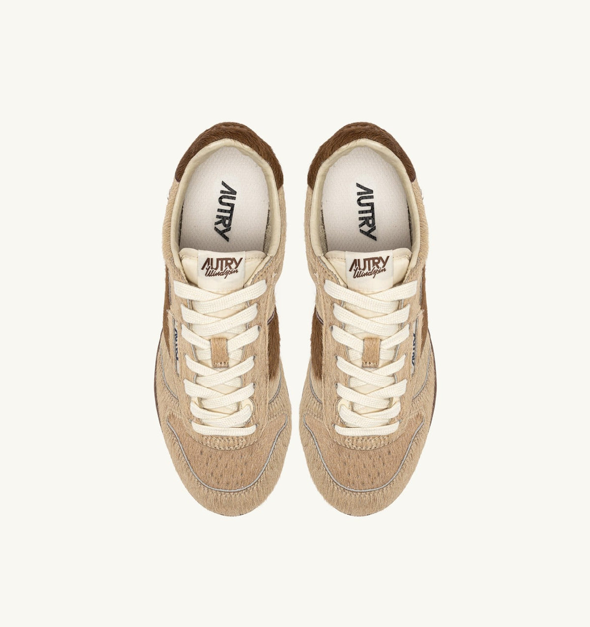 AUTRY Woman WINDSPIN SNEAKERS IN BEIGE AND BROWN PONY HAIR EFFECT