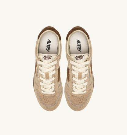 AUTRY Woman WINDSPIN SNEAKERS IN BEIGE AND BROWN PONY HAIR EFFECT