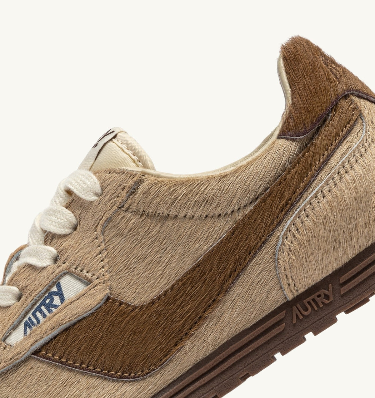 AUTRY Woman WINDSPIN SNEAKERS IN BEIGE AND BROWN PONY HAIR EFFECT
