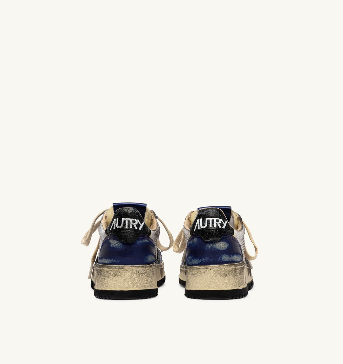 AUTRY Woman MEDALIST LOW SUPER VINTAGE SNEAKERS IN WHITE AND TANZANITE LEATHER AND DRAGON MESH