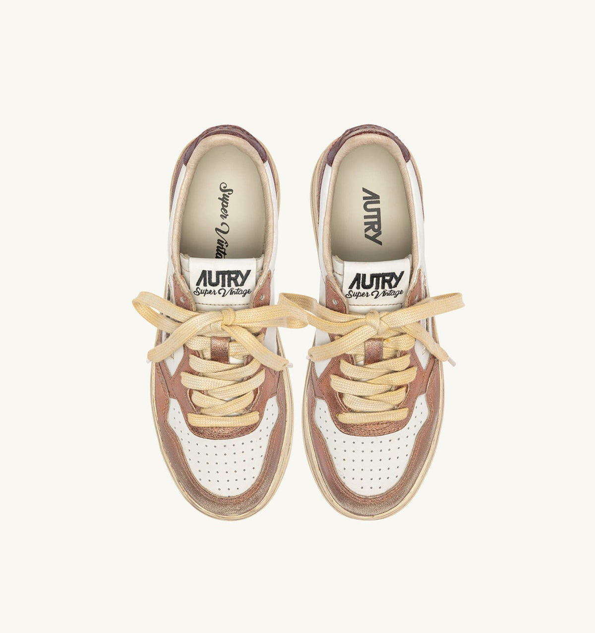 AUTRY Woman MEDALIST LOW SUPER VINTAGE SNEAKERS IN RISING SUN AND JASPER LEATHER