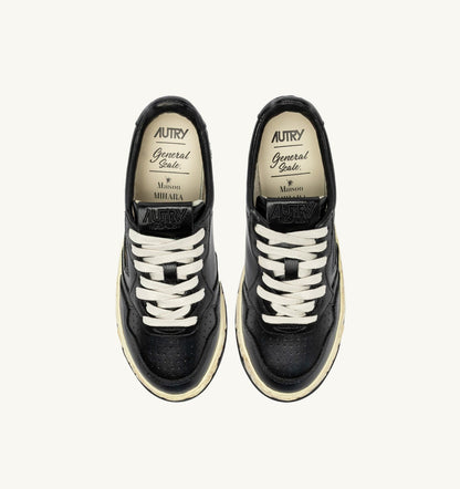 AUTRY Woman MEDALIST LOW SUPER VINTAGE 'Autry x Maison MIHARA YASUHIRO General Scale.' SNEAKERS IN BLACK LEATHER