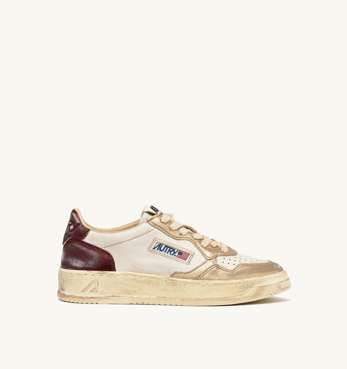 AUTRY Woman MEDALIST LOW SUPER VINTAGE SNEAKERS IN PLATINUM AND VIOLET BRUSHED LEATHER