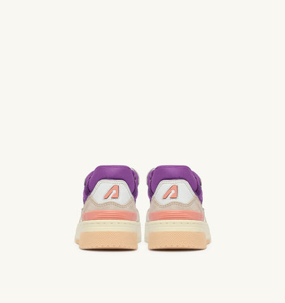 AUTRY Woman SNEAKERS CLC LOW IN WHITE SAND AND DEWBERRY LEATHER AND SUEDE