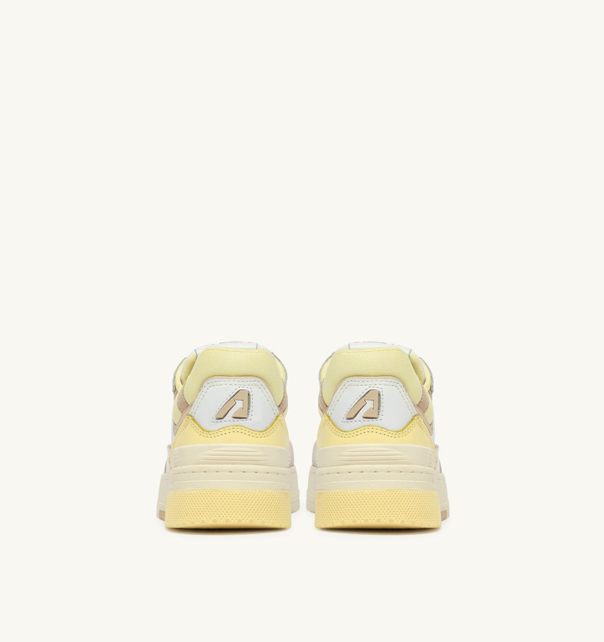 AUTRY Woman SNEAKERS CLC LOW IN WHITE BOULDER AND LEMON MERINGUE LEATHER AND SUEDE