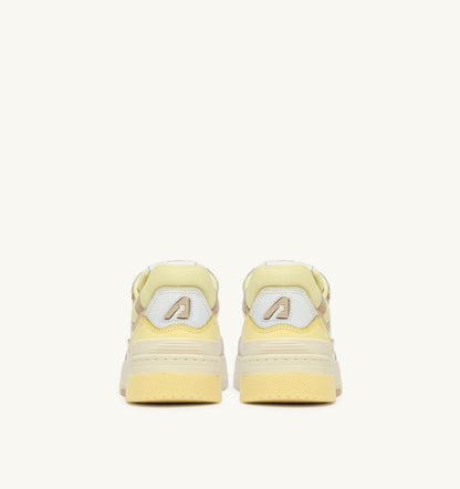 AUTRY Woman SNEAKERS CLC LOW IN WHITE BOULDER AND LEMON MERINGUE LEATHER AND SUEDE