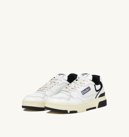 AUTRY Woman CLC LOW SNEAKERS IN WHITE LEATHER AND BLACK SUEDE