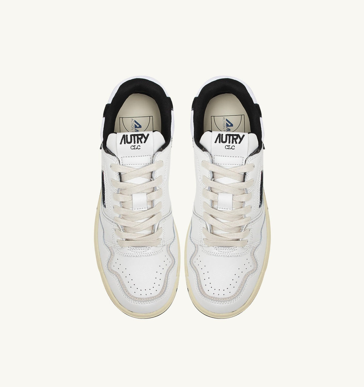 AUTRY Woman CLC LOW SNEAKERS IN WHITE LEATHER AND BLACK SUEDE
