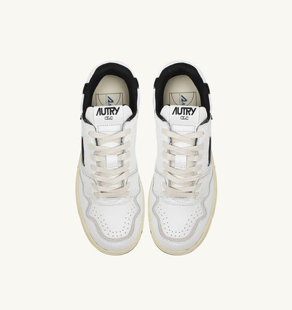 AUTRY Woman CLC LOW SNEAKERS IN WHITE LEATHER AND BLACK SUEDE