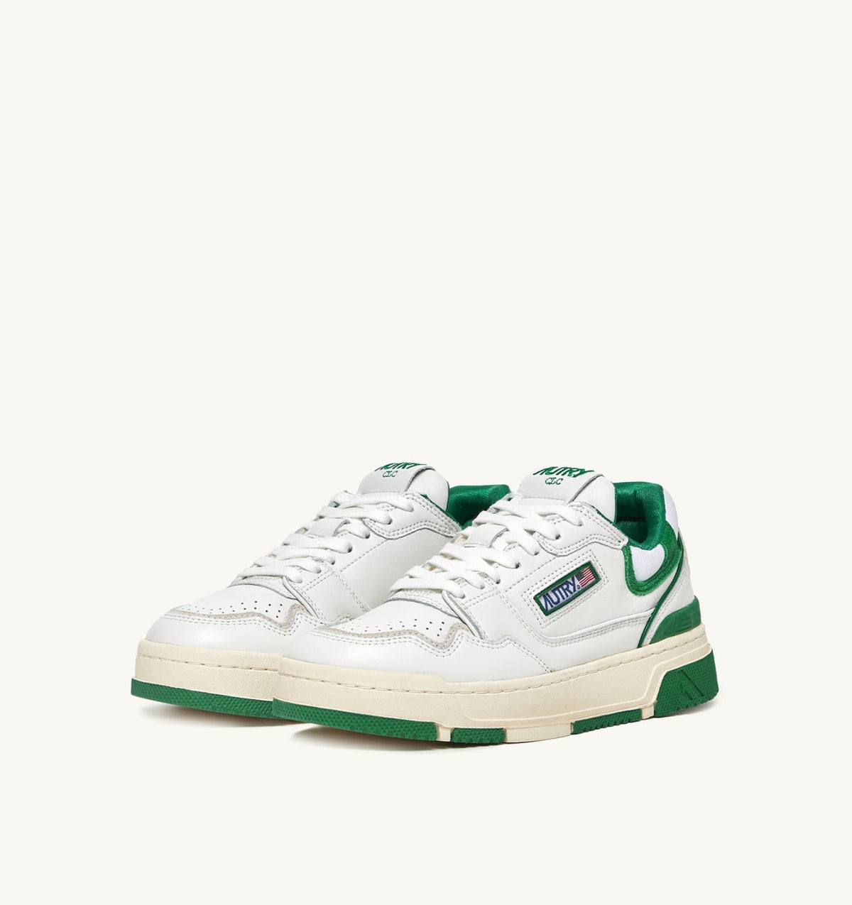 AUTRY Woman CLC LOW SNEAKERS IN WHITE LEATHER AND AMAZON SUEDE