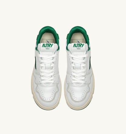 AUTRY Woman CLC LOW SNEAKERS IN WHITE LEATHER AND AMAZON SUEDE
