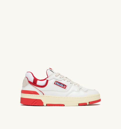AUTRY Woman SNEAKERS CLC LOW IN WHITE LEATHER AND RED VIRGIN
