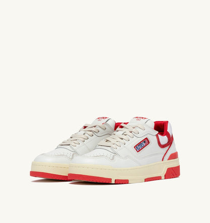 AUTRY Woman SNEAKERS CLC LOW IN WHITE LEATHER AND RED VIRGIN