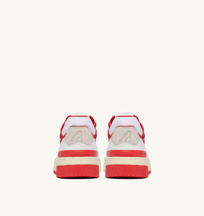 AUTRY Woman SNEAKERS CLC LOW IN WHITE LEATHER AND RED VIRGIN