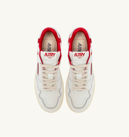 AUTRY Woman SNEAKERS CLC LOW IN WHITE LEATHER AND RED VIRGIN