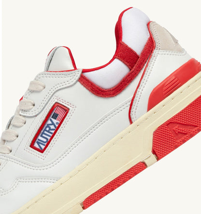 AUTRY Woman SNEAKERS CLC LOW IN WHITE LEATHER AND RED VIRGIN