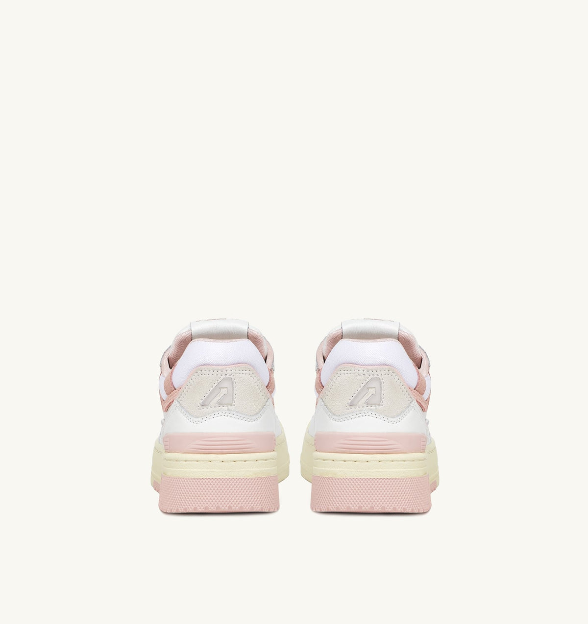 AUTRY Woman CLC LOW SNEAKERS IN WHITE LEATHER AND POWDER PINK SUEDE