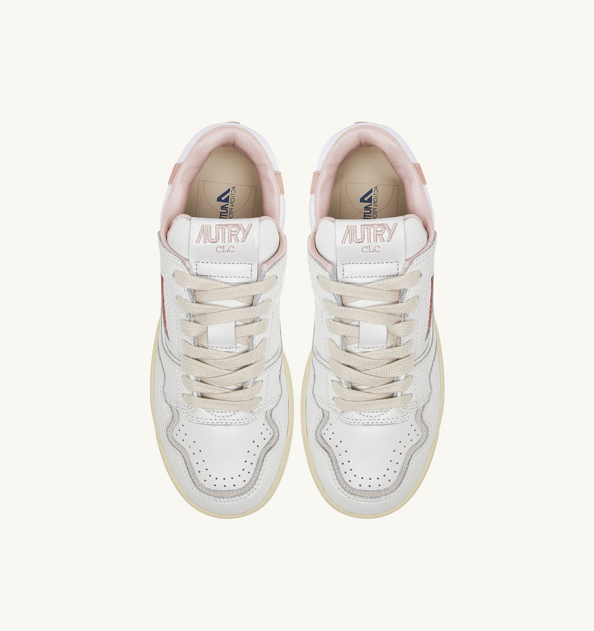 AUTRY Woman CLC LOW SNEAKERS IN WHITE LEATHER AND POWDER PINK SUEDE