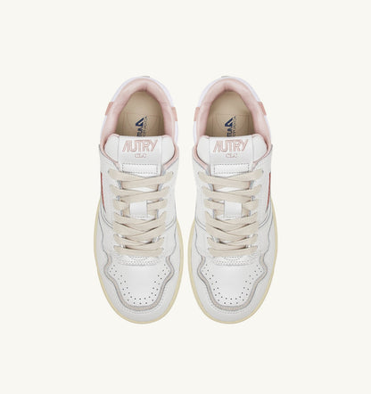 AUTRY Woman CLC LOW SNEAKERS IN WHITE LEATHER AND POWDER PINK SUEDE