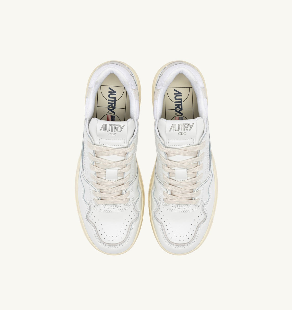 AUTRY Woman CLC LOW SNEAKERS IN WHITE LEATHER AND SUEDE