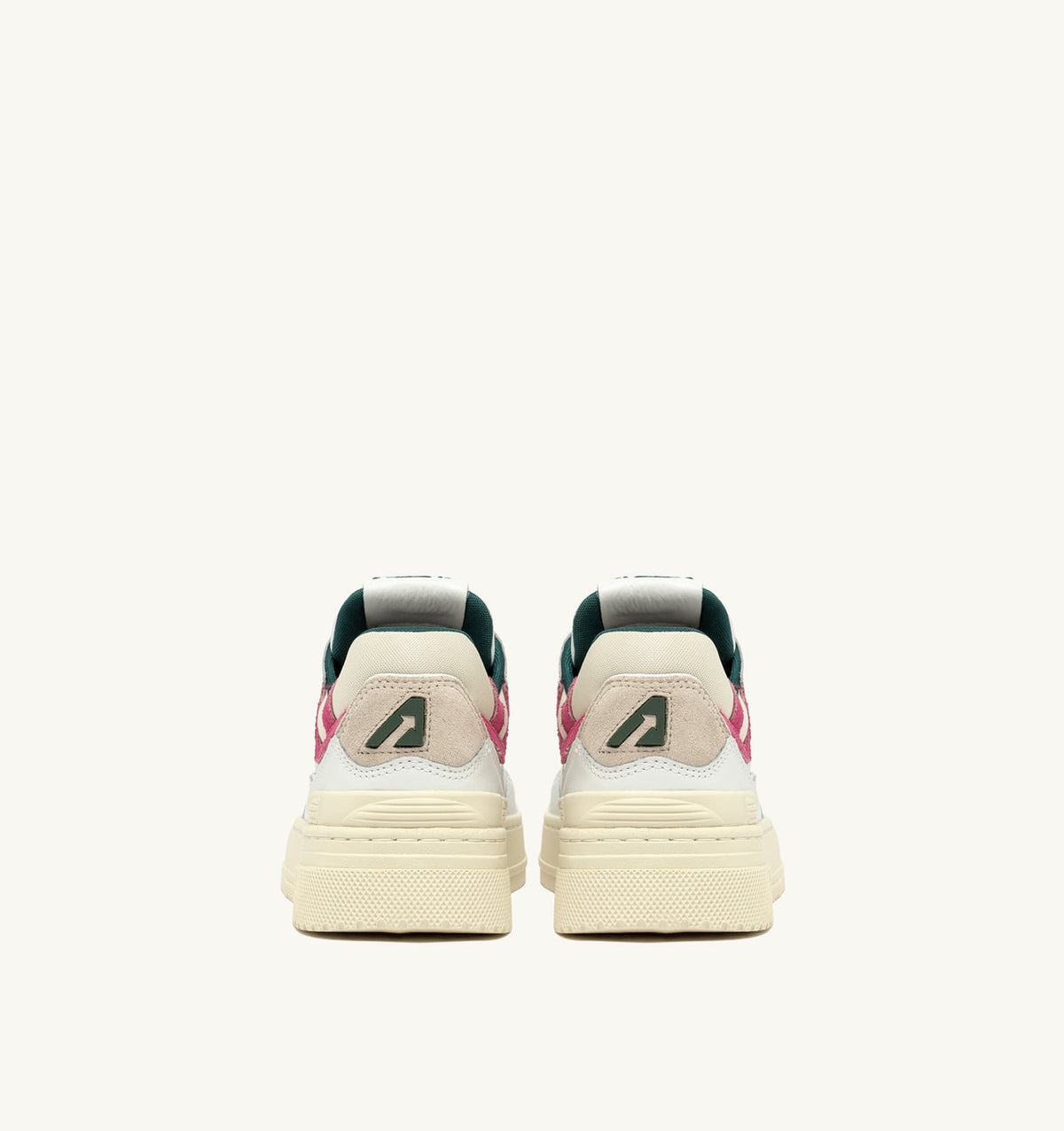 AUTRY Woman CLC LOW SNEAKERS IN WHITE LEATHER AND CARMINE ROSE SUEDE