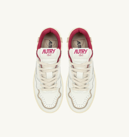 AUTRY Woman CLC LOW SNEAKERS IN WHITE LEATHER AND SAND SUEDE