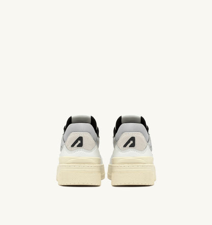 AUTRY Woman CLC LOW SNEAKERS IN WHITE LEATHER AND SILVER SUEDE