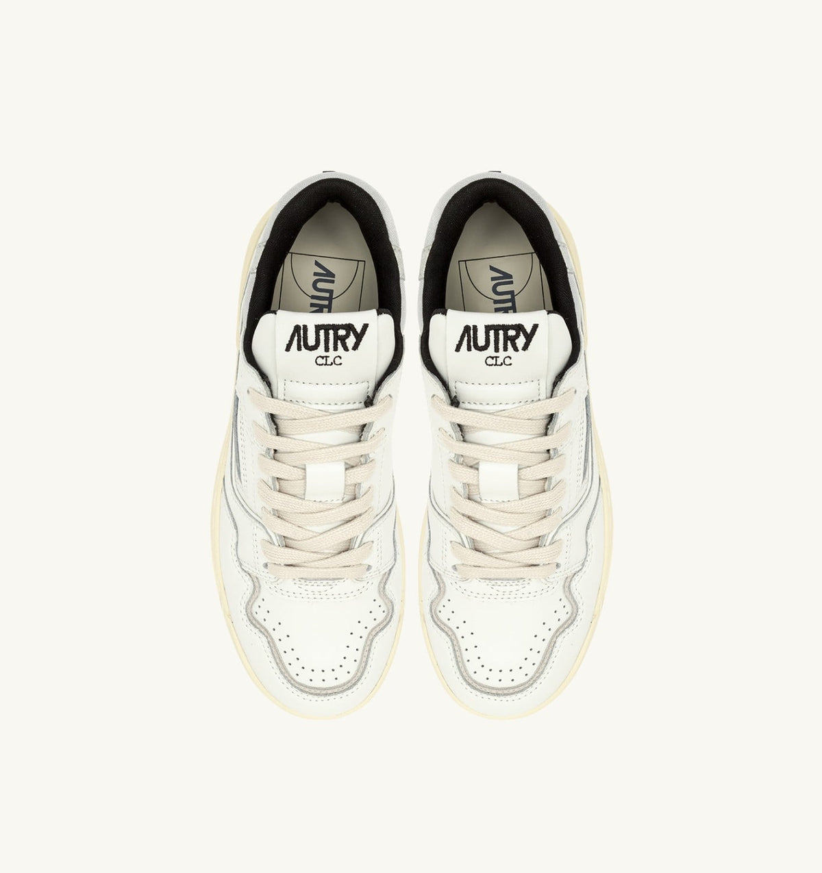 AUTRY Woman CLC LOW SNEAKERS IN WHITE LEATHER AND SILVER SUEDE