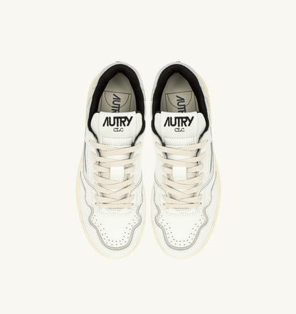 AUTRY Woman CLC LOW SNEAKERS IN WHITE LEATHER AND SILVER SUEDE