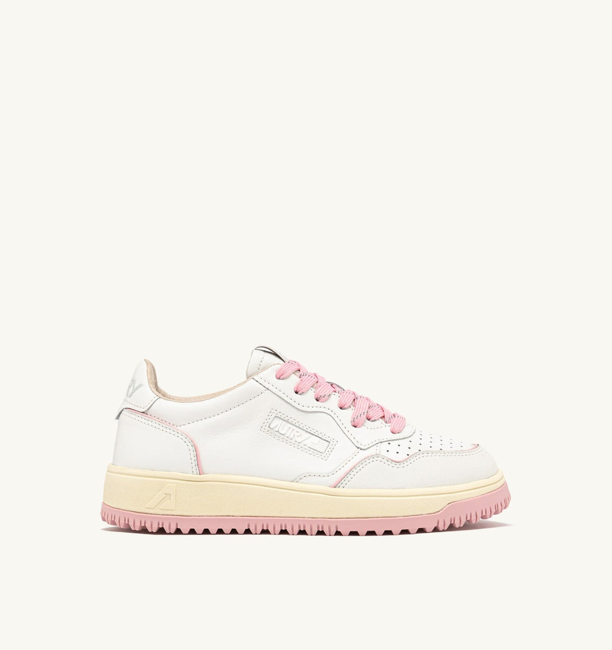 AUTRY Woman GOLF LOW SNEAKERS IN WHITE AND CORAL BLUSH LEATHER