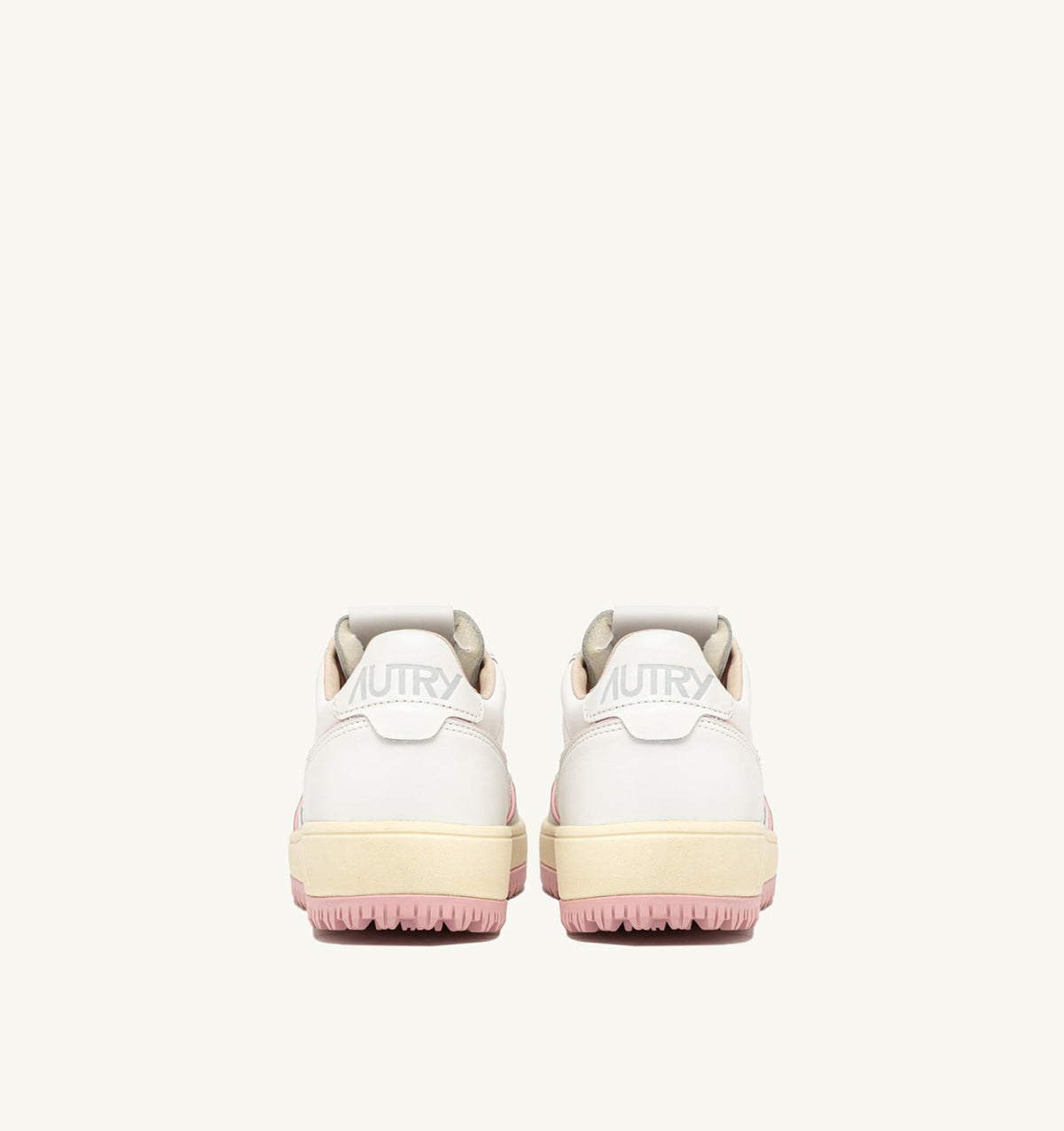 AUTRY Woman GOLF LOW SNEAKERS IN WHITE AND CORAL BLUSH LEATHER