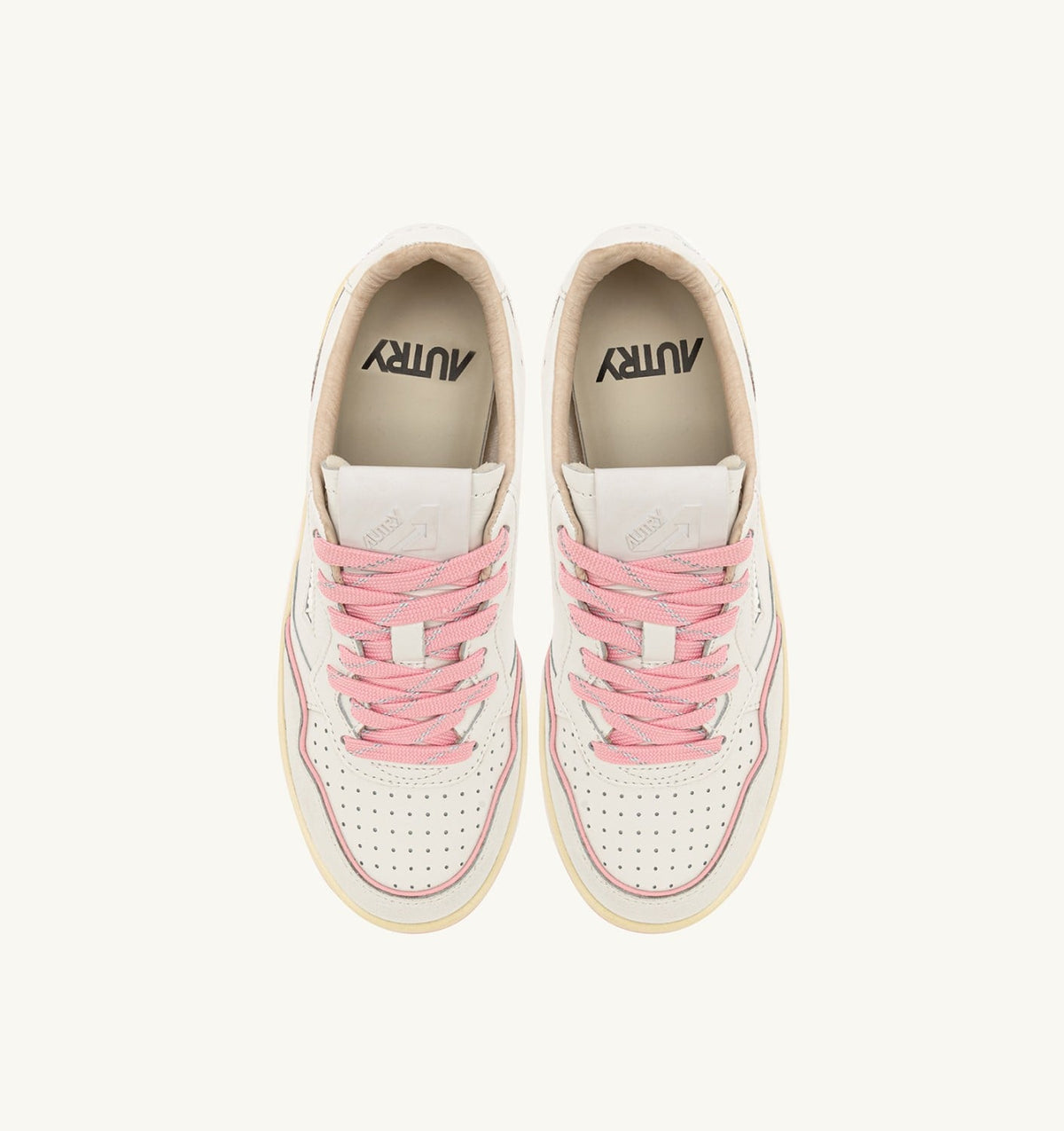 AUTRY Woman GOLF LOW SNEAKERS IN WHITE AND CORAL BLUSH LEATHER