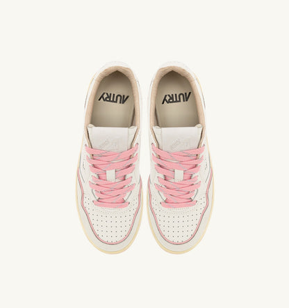 AUTRY Woman GOLF LOW SNEAKERS IN WHITE AND CORAL BLUSH LEATHER