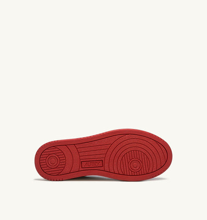AUTRY Man MEDALIST LOW BICOLOR SNEAKERS IN WHITE AND RED LEATHER