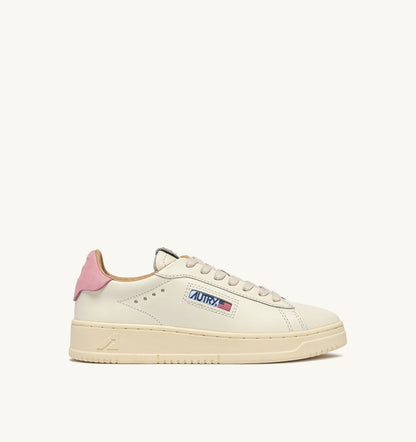 AUTRY Woman DALLAS LOW SNEAKERS IN MARSHMALLOW AND PINK DOLPHIN LEATHER