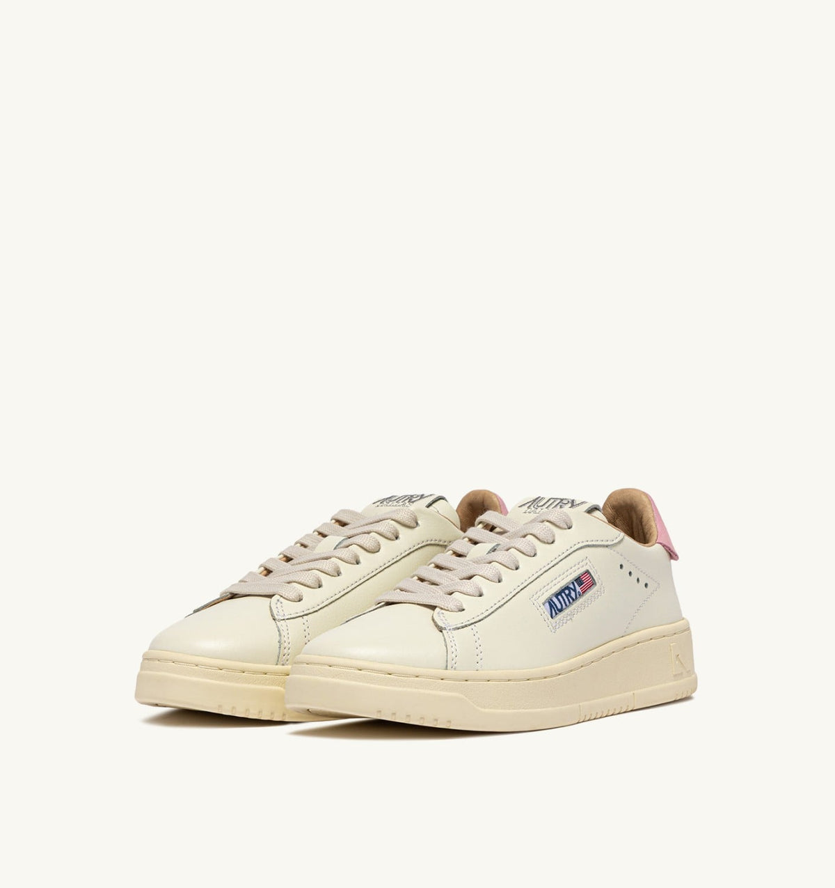 AUTRY Woman DALLAS LOW SNEAKERS IN MARSHMALLOW AND PINK DOLPHIN LEATHER