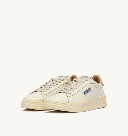AUTRY Woman DALLAS LOW SNEAKERS IN MARSHMALLOW AND PINK DOLPHIN LEATHER