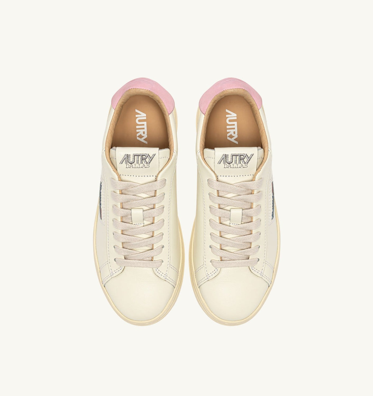 AUTRY Woman DALLAS LOW SNEAKERS IN MARSHMALLOW AND PINK DOLPHIN LEATHER